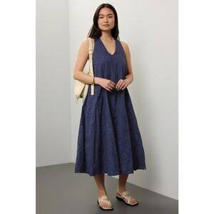 Thakoon x RTR Navy Eyelet Shift Dress Size XS with Minor Discoloration